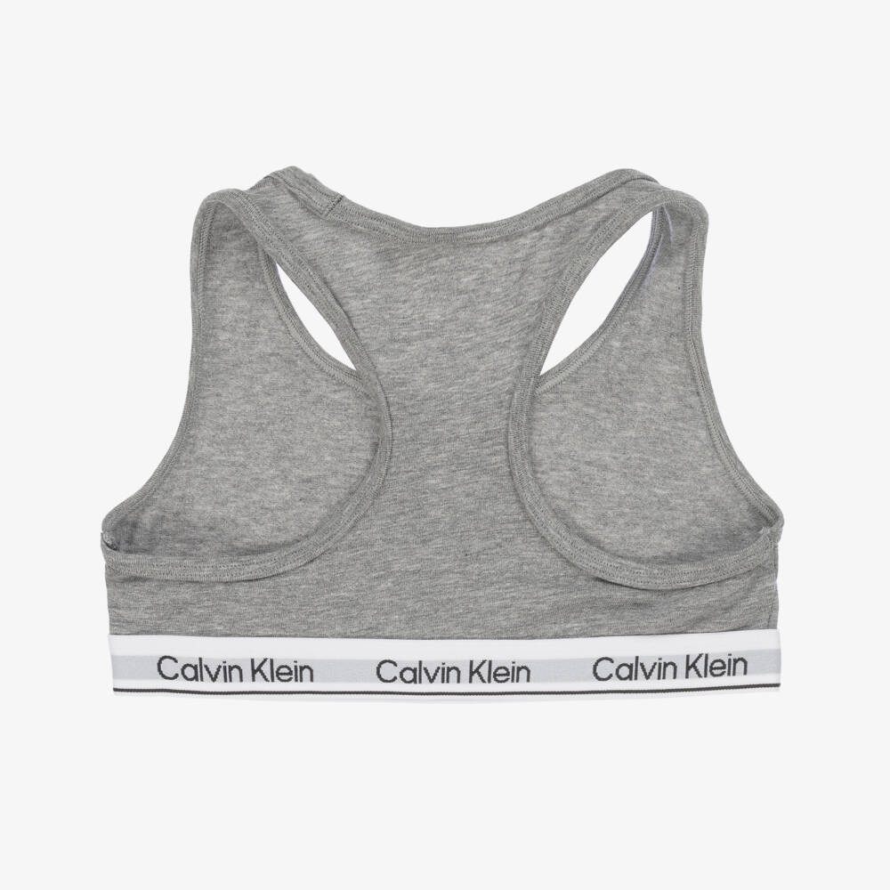 Calvin Klein-Girls Twin Pack: Pink & Grey Cotton Tops | Childrensalon Outlet