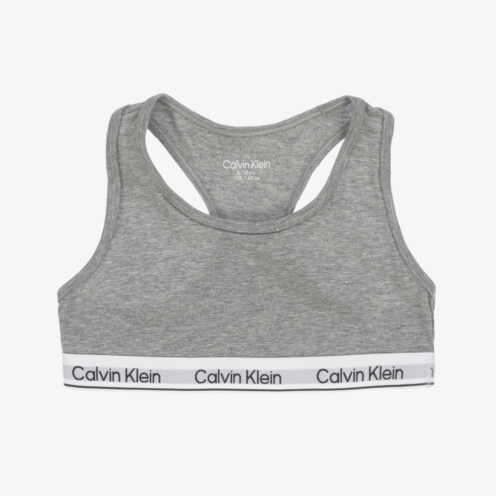 Calvin Klein-Girls Twin Pack: Pink & Grey Cotton Tops | Childrensalon Outlet