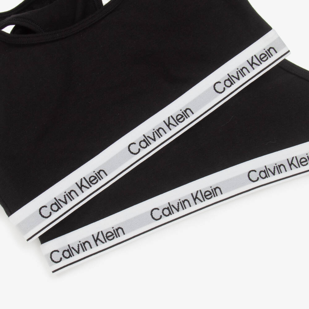 Calvin Klein-طقم توأم للبنات من القطن الأسود | Childrensalon Outlet