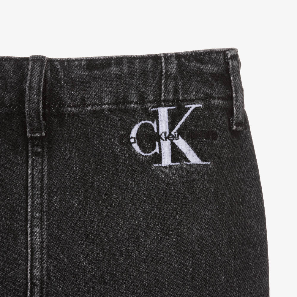 Calvin Klein-Girls Washed Black Denim Skirt | Childrensalon Outlet