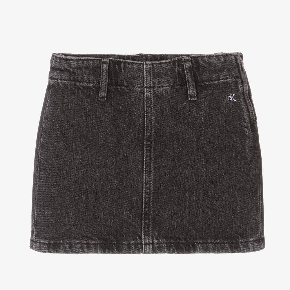 Calvin Klein-Girls Washed Black Denim Skirt | Childrensalon Outlet