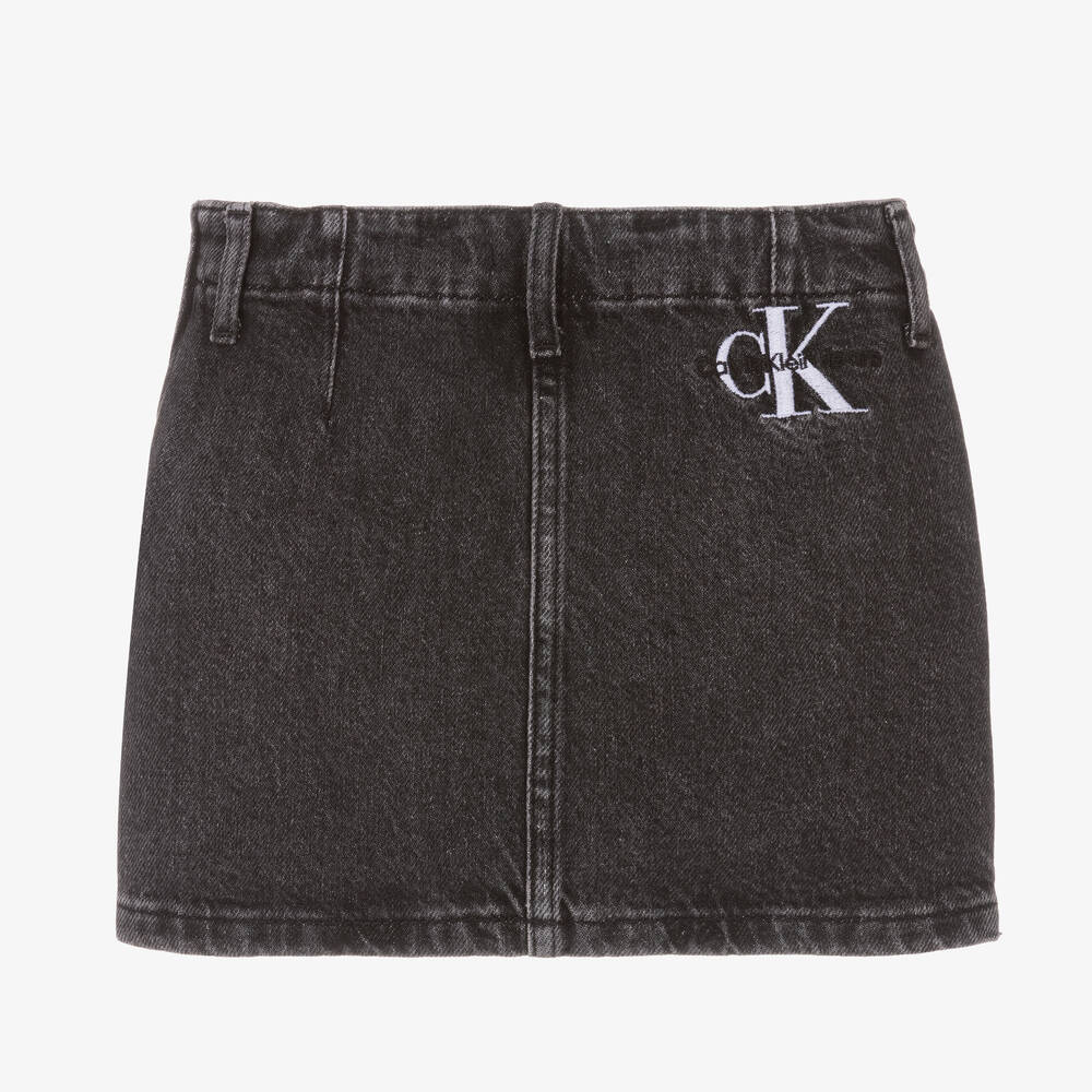 Calvin Klein-Girls Washed Black Denim Skirt | Childrensalon Outlet