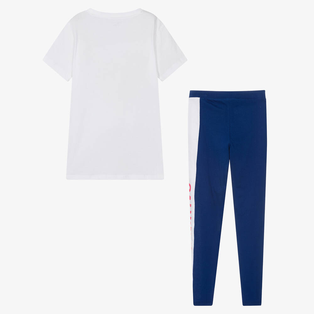 Calvin Klein-Длинная бело-синяя пижама | Childrensalon Outlet