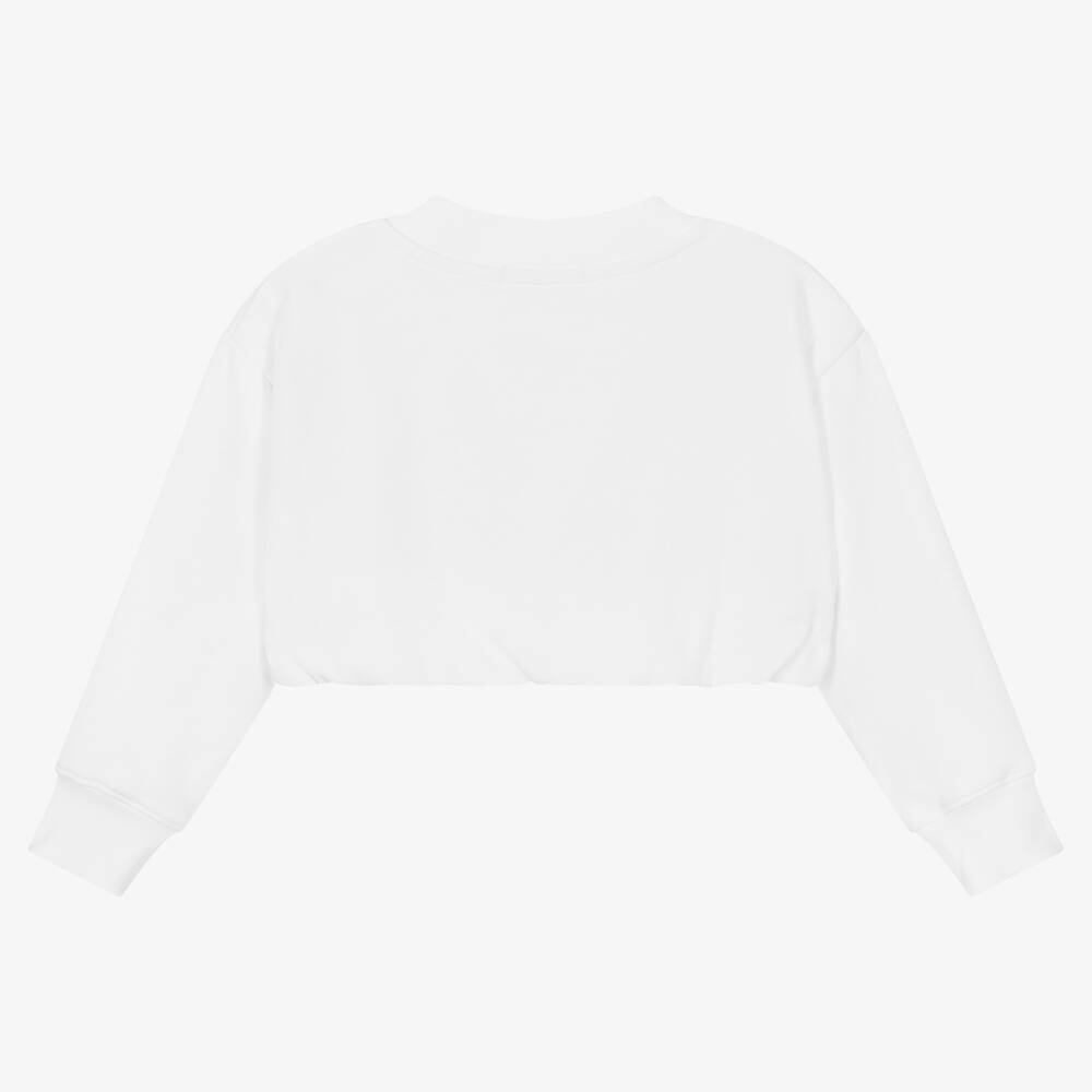 Calvin Klein Jeans-سويتشيرت قطن جيرسي لون أبيض للبنات | Childrensalon Outlet