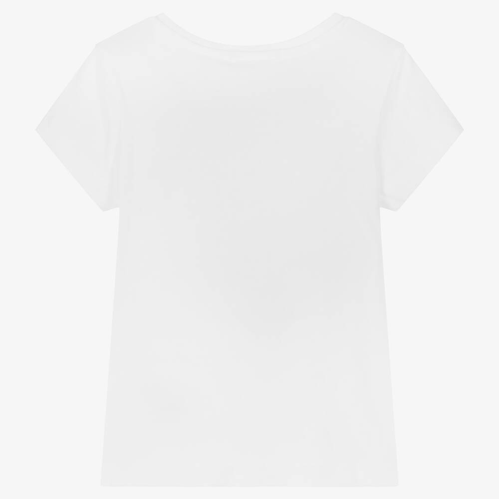 Calvin Klein Jeans-Girls White Cotton Logo T-Shirt | Childrensalon Outlet