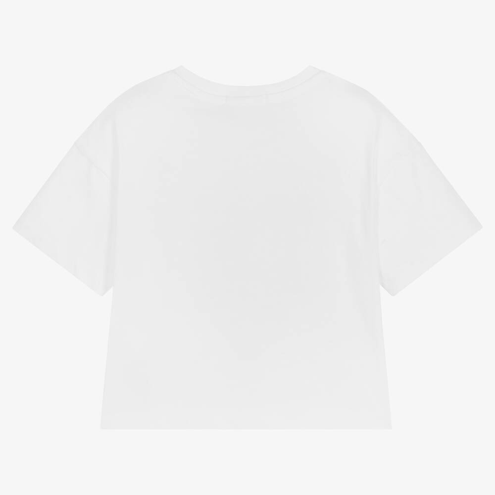 Calvin Klein Jeans-تيشيرت قطن لون أبيض للبنات | Childrensalon Outlet