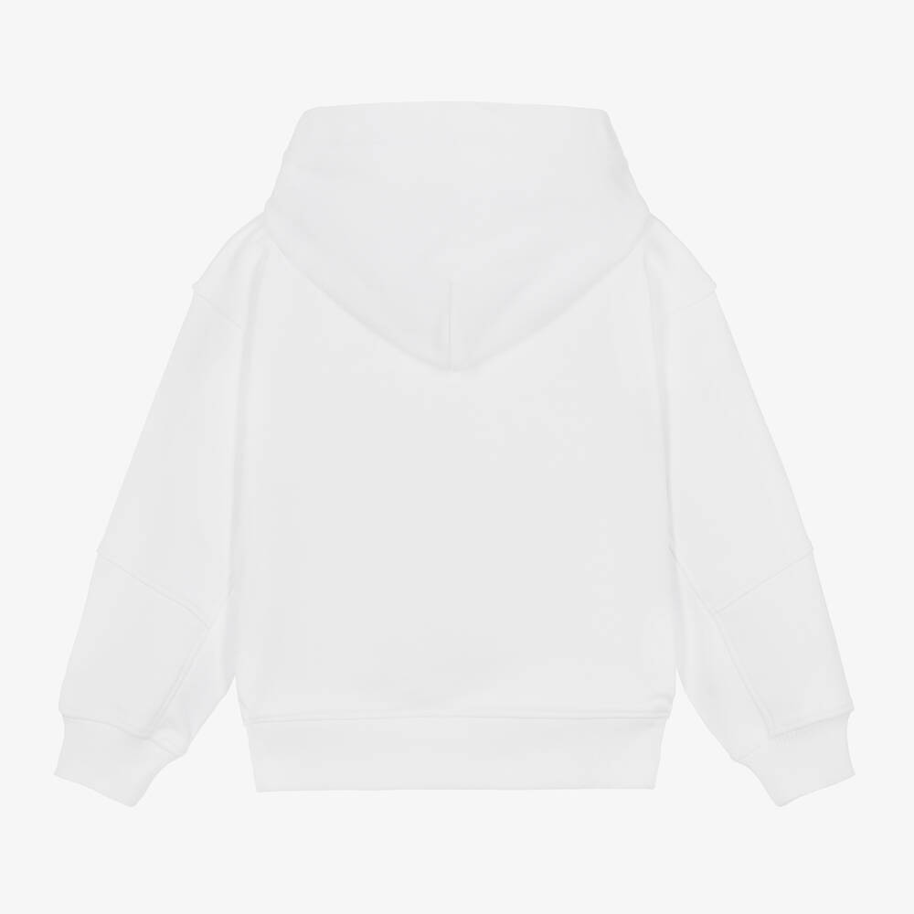 Calvin Klein-Girls White Cotton Monogram Hoodie | Childrensalon Outlet
