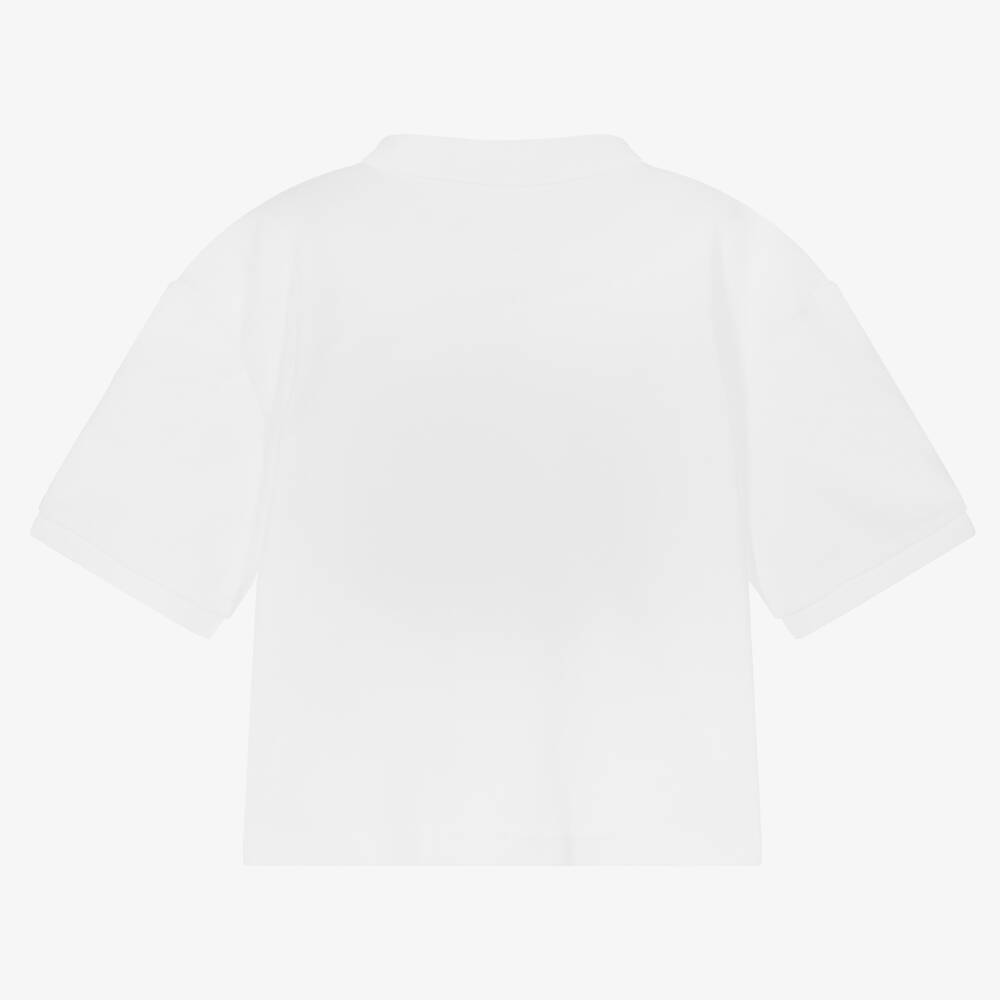 Calvin Klein Jeans-Girls White Cotton Polo Shirt | Childrensalon Outlet