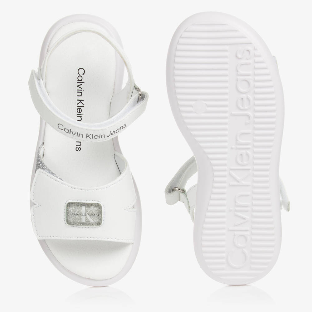 Calvin klein white sandals cheap