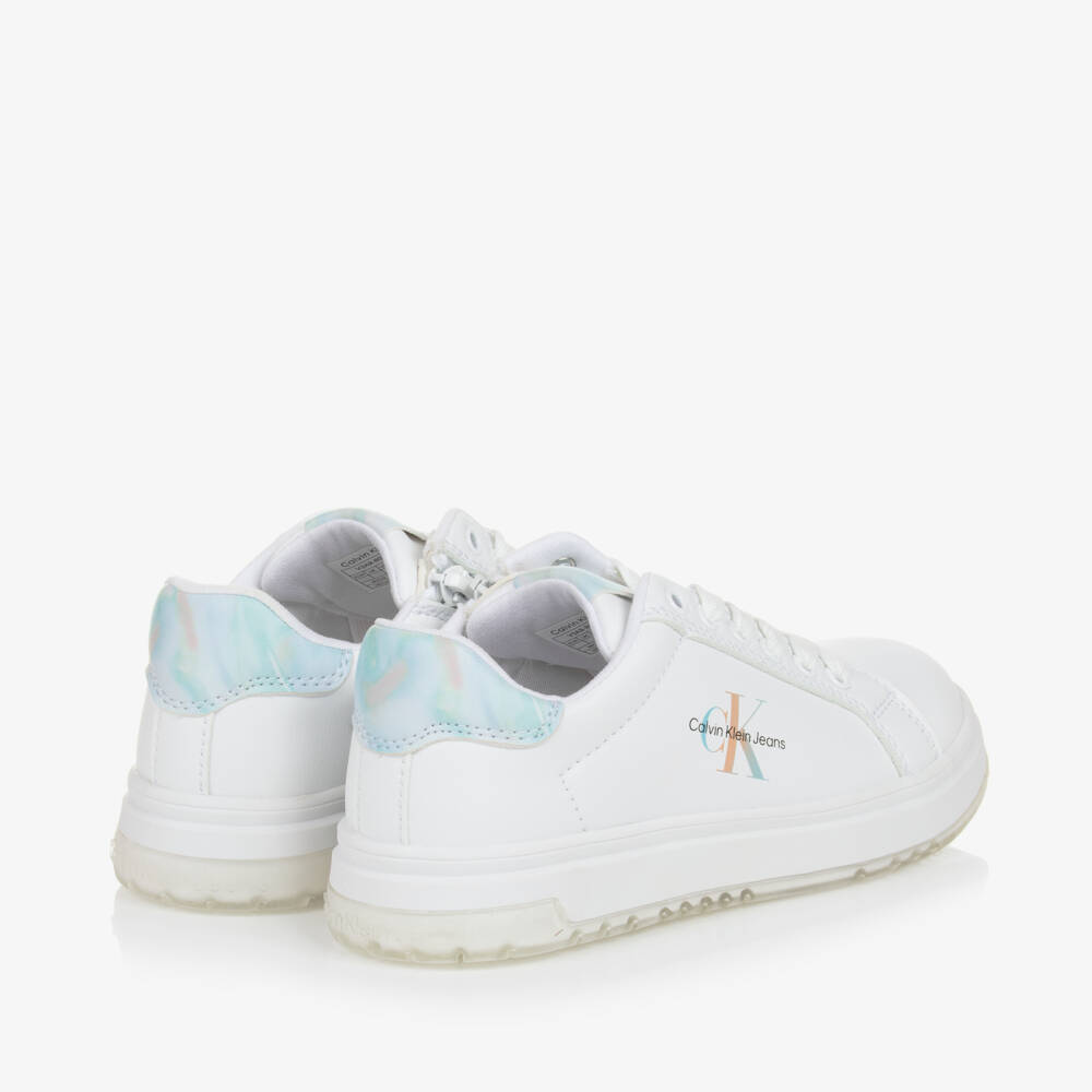 Calvin Klein-Girls White Lace Up Trainers | Childrensalon Outlet