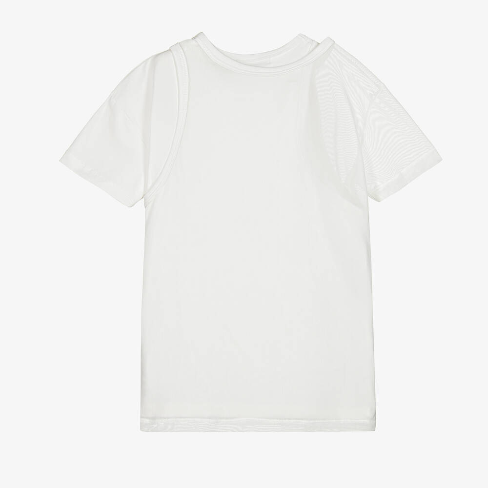 Calvin Klein Jeans-فستان شبك جيرسي لون أبيض للبنات | Childrensalon Outlet