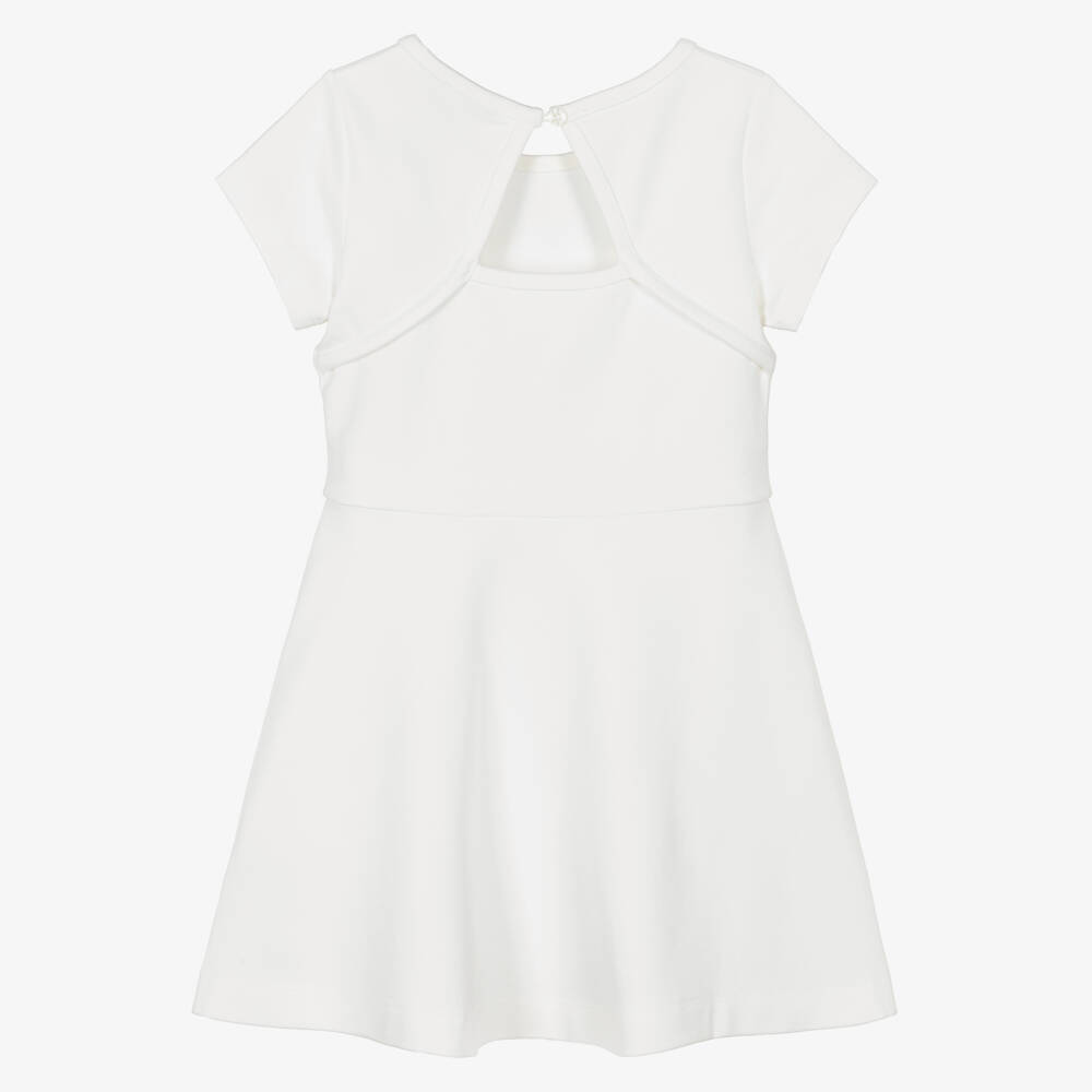 Calvin Klein-Girls White Milano Jersey Dress with Tonal Logo | Childrensalon Outlet