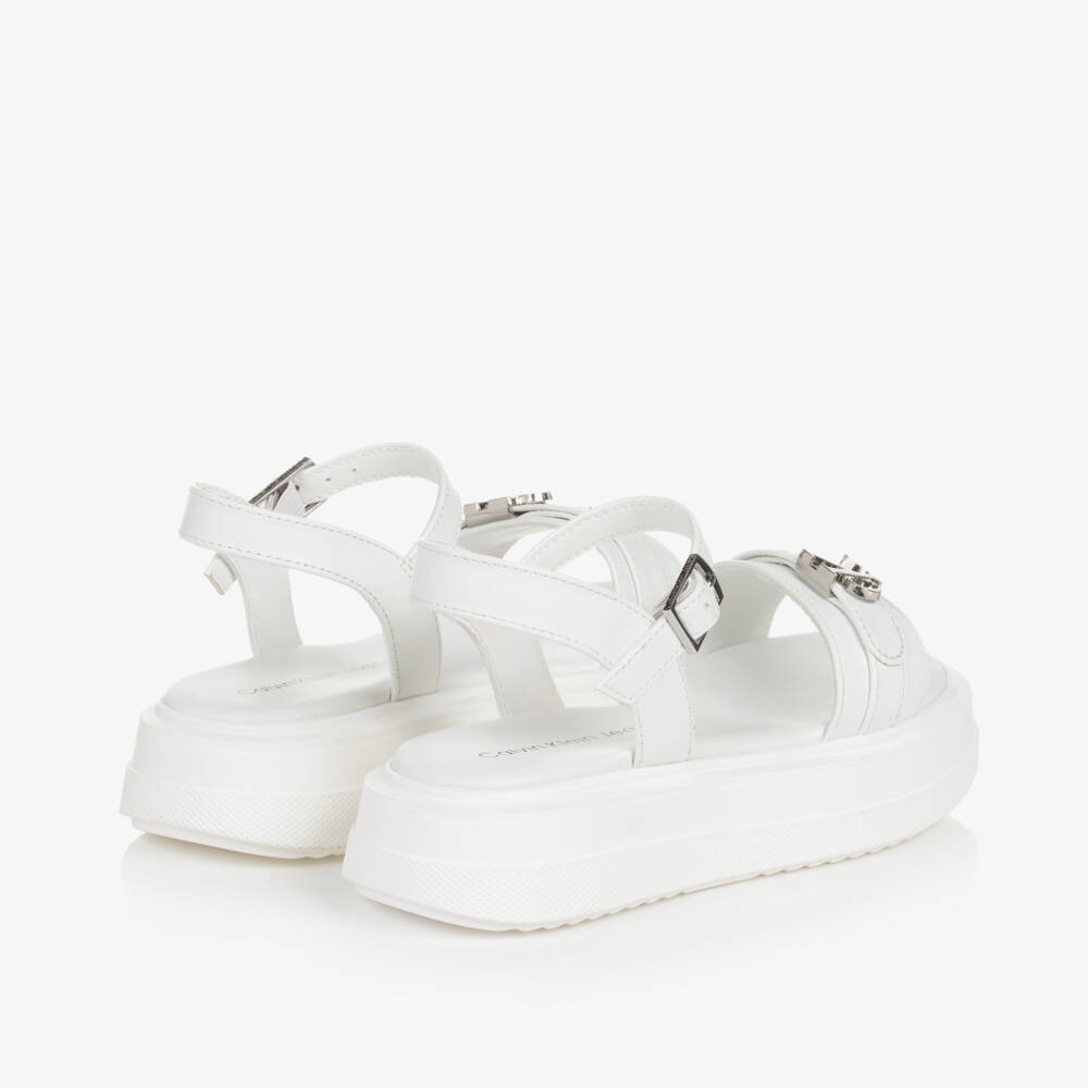 Calvin Klein-Girls White Platform Sandals | Childrensalon Outlet