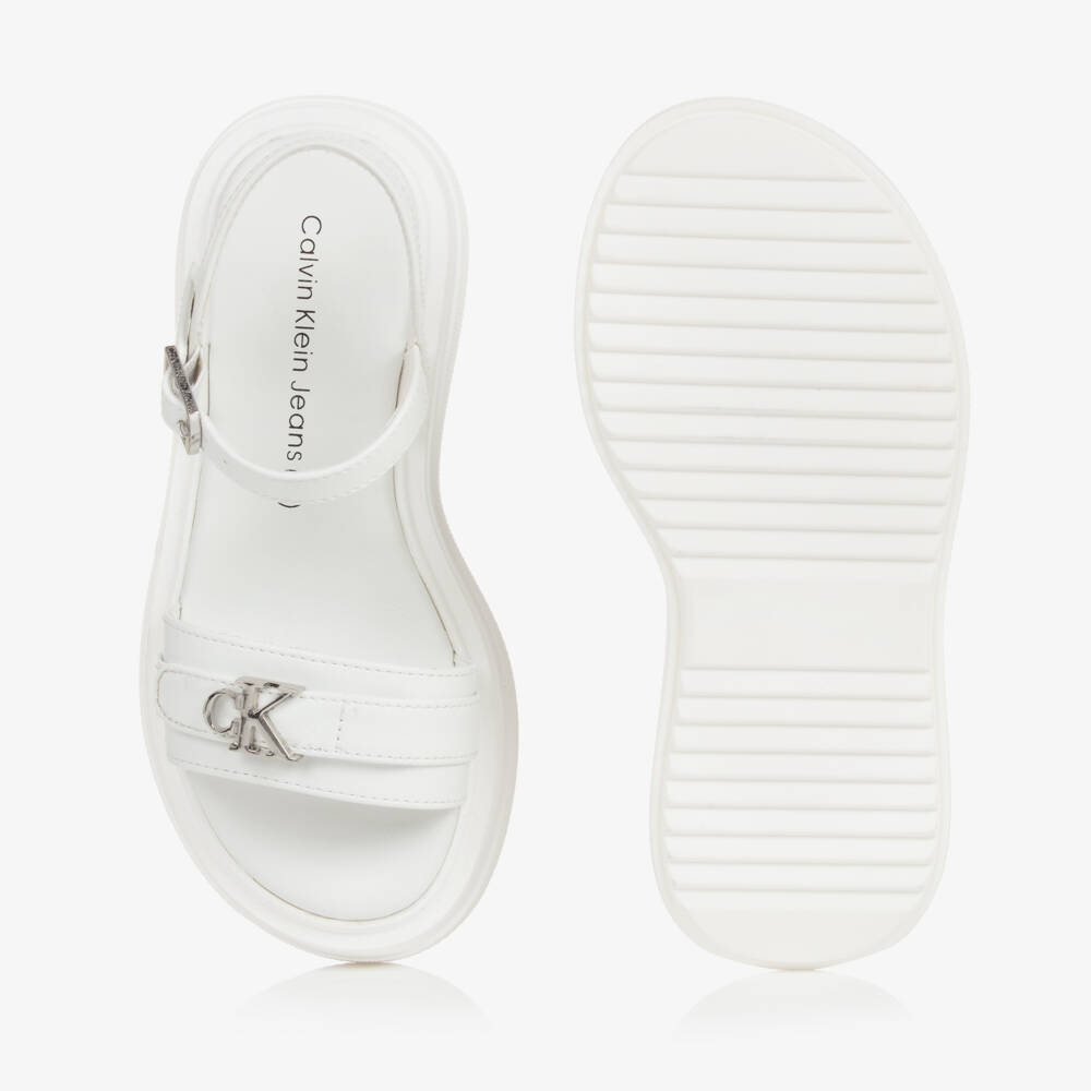 Calvin Klein-Girls White Platform Sandals | Childrensalon Outlet