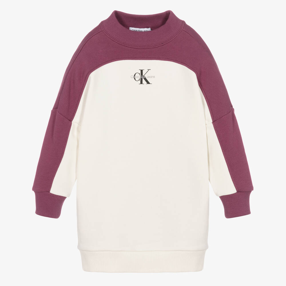 Calvin Klein-Бело-фиолетовое платье с цветовыми блоками | Childrensalon Outlet