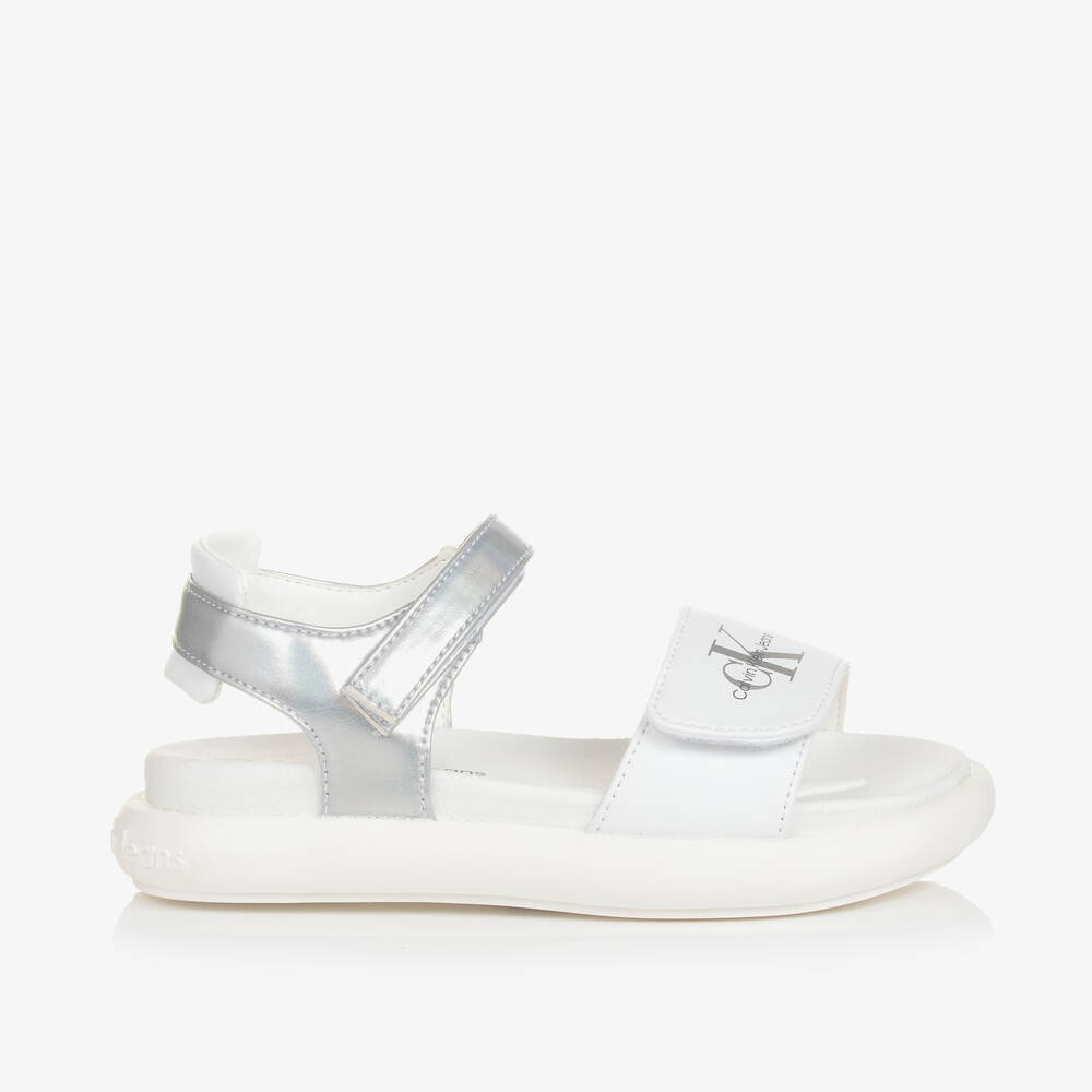 Calvin klein white sandals clearance