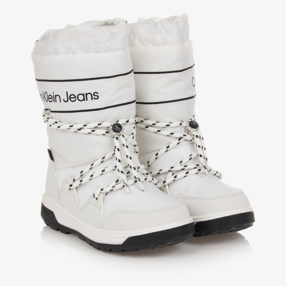 Calvin Klein - Girls White Waterproof Snow Boots | Childrensalon