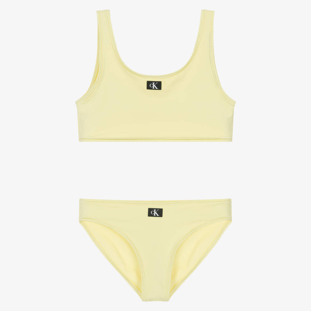 Calvin Klein-Girls Yellow CK Monogram Logo Bikini | Childrensalon Outlet