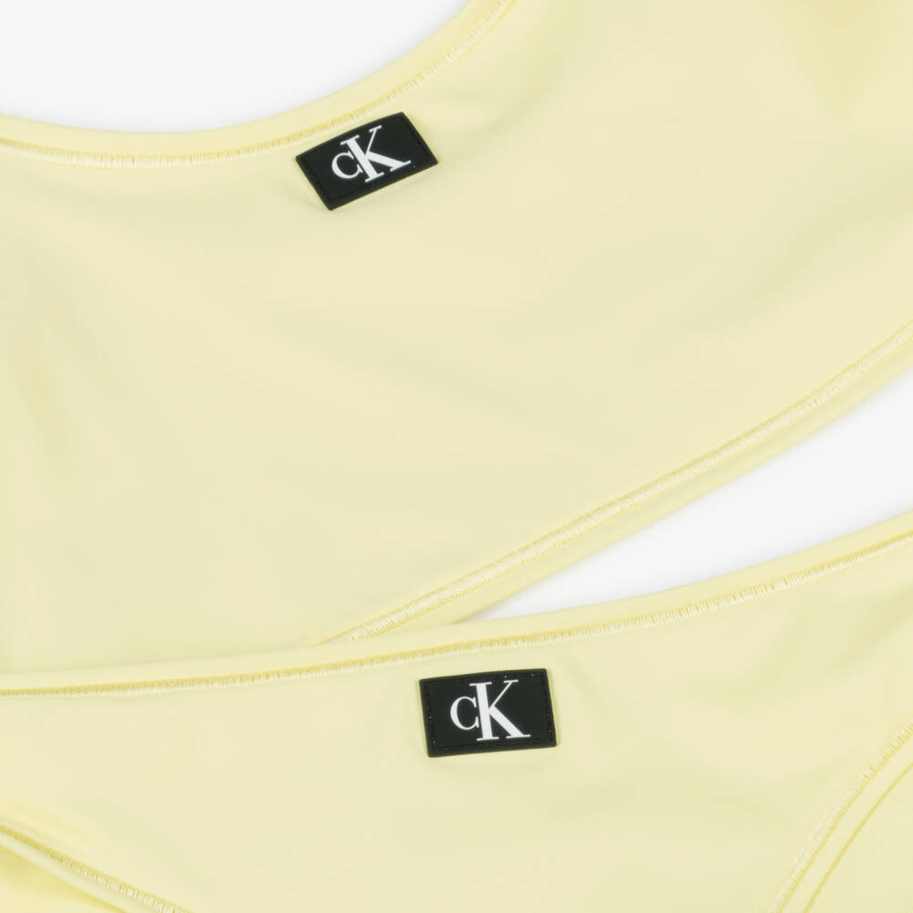 Calvin Klein-Girls Yellow CK Monogram Logo Bikini | Childrensalon Outlet