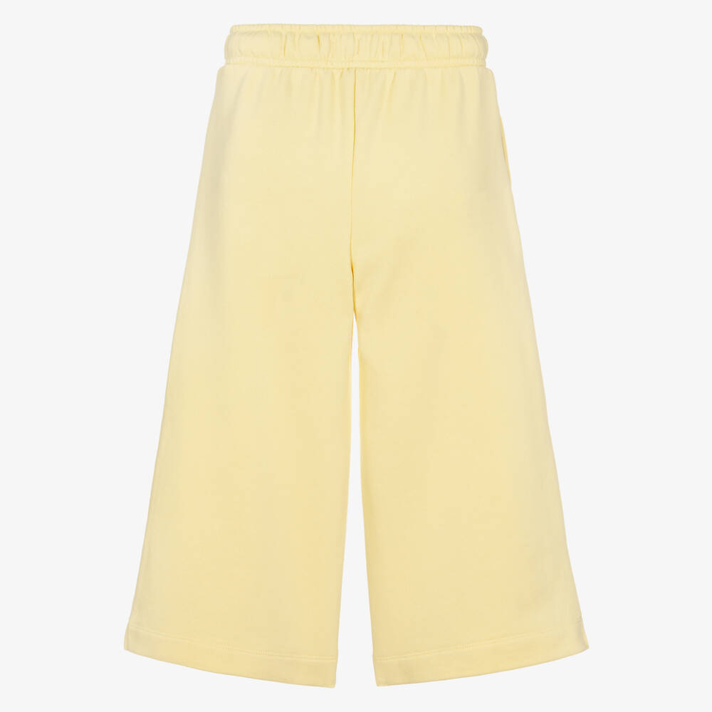 Calvin Klein-Girls Yellow Cotton Wide-Leg Joggers with Embroidered Logo | Childrensalon Outlet