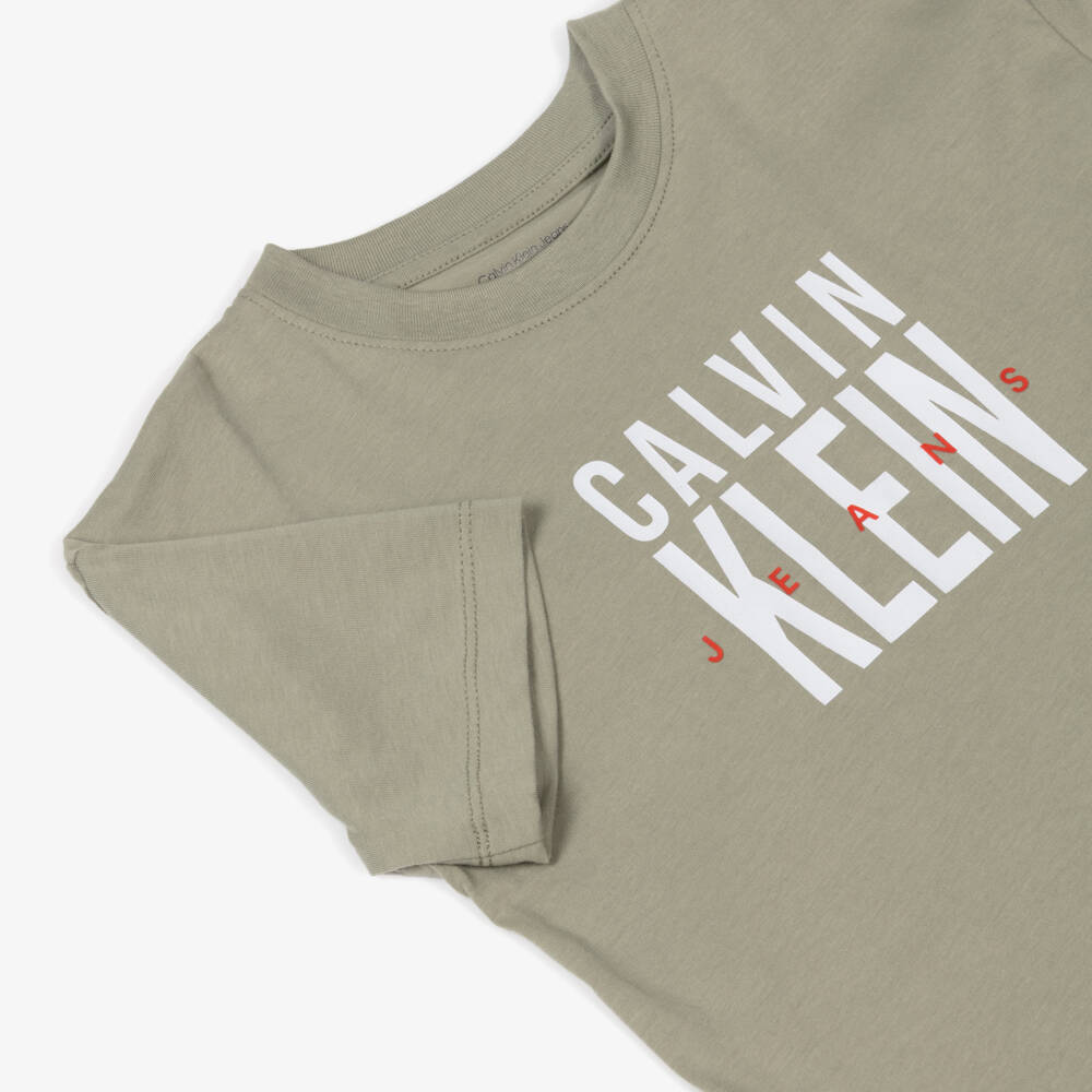 Calvin Klein-Green Boys Cotton Logo Tee | Childrensalon Outlet