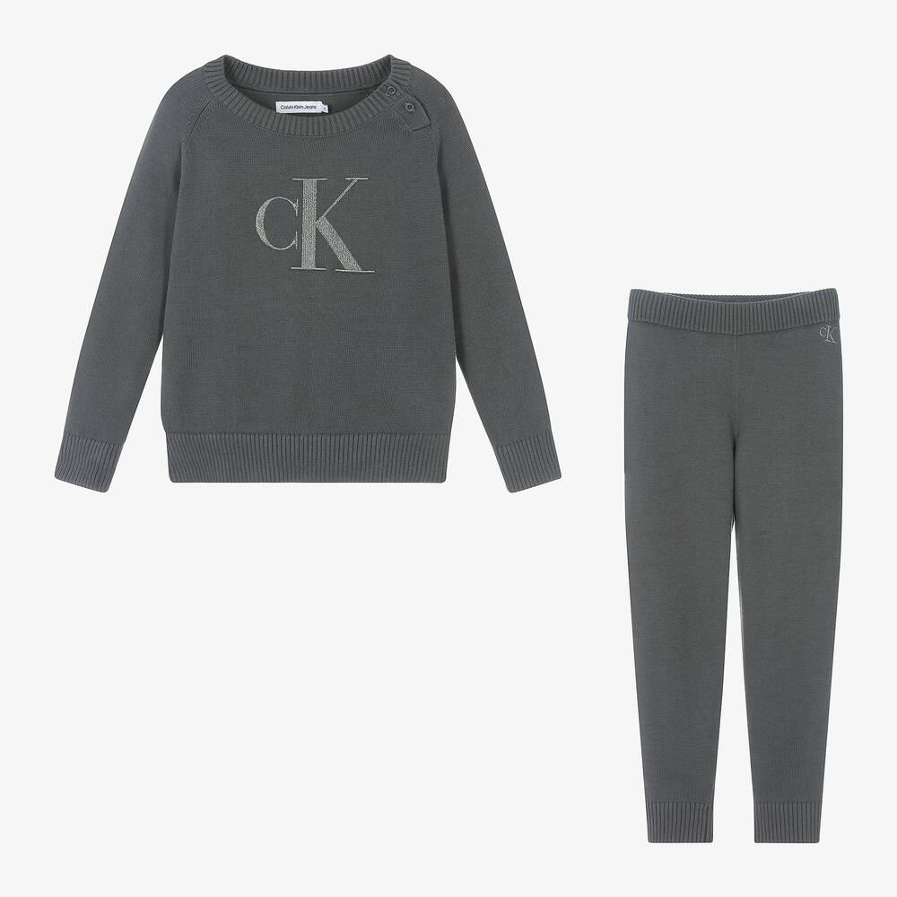 Calvin klein grey tracksuit hotsell