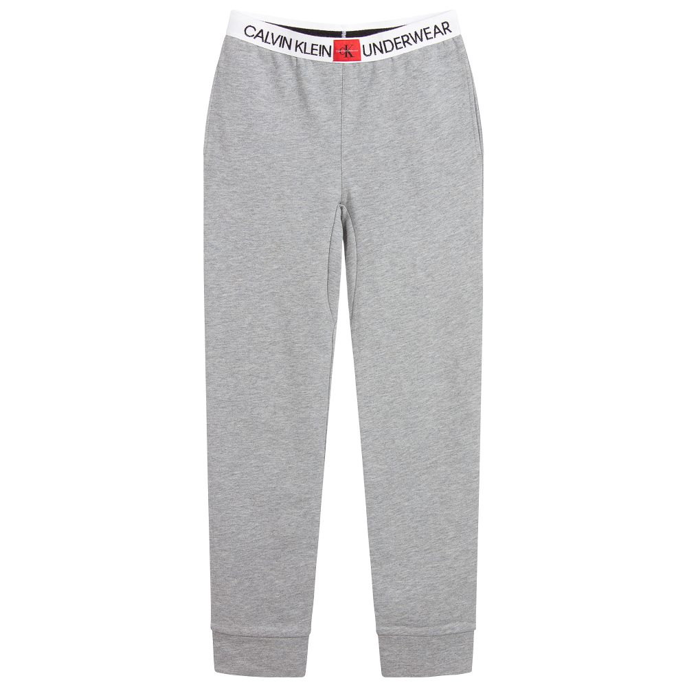 Calvin Klein - Grey Cotton Logo Joggers | Childrensalon