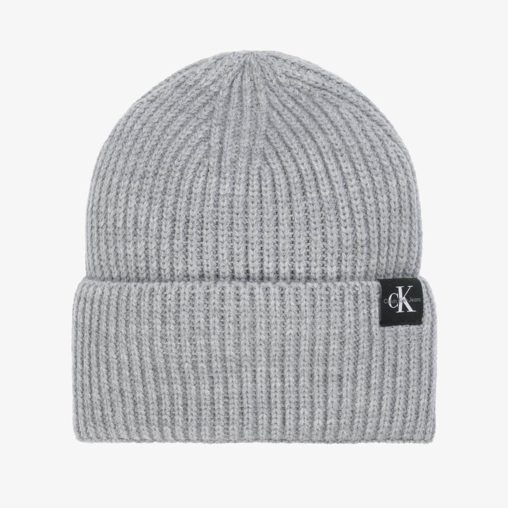 Calvin Klein-قبعة صوف رمادية مضلعة للأولاد | Childrensalon Outlet