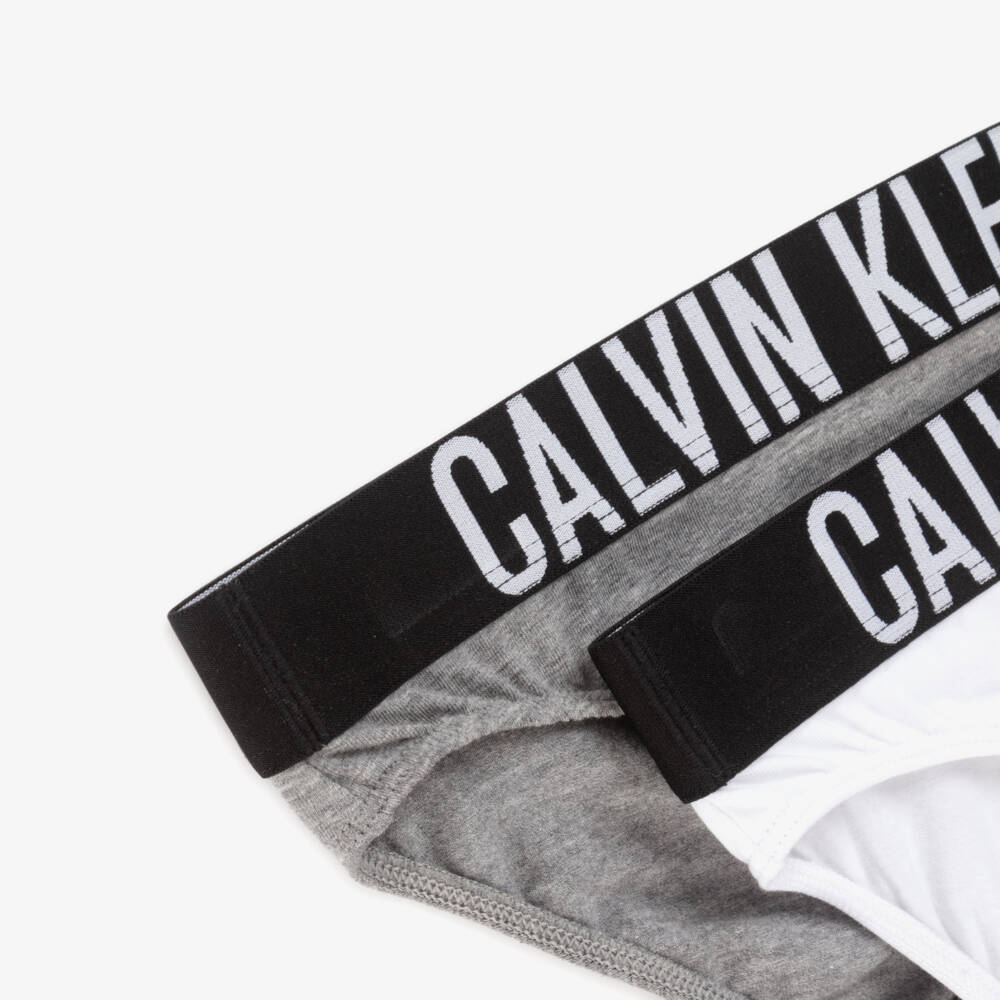 Calvin Klein-Grey White Cotton Duo Knickers Set | Childrensalon Outlet
