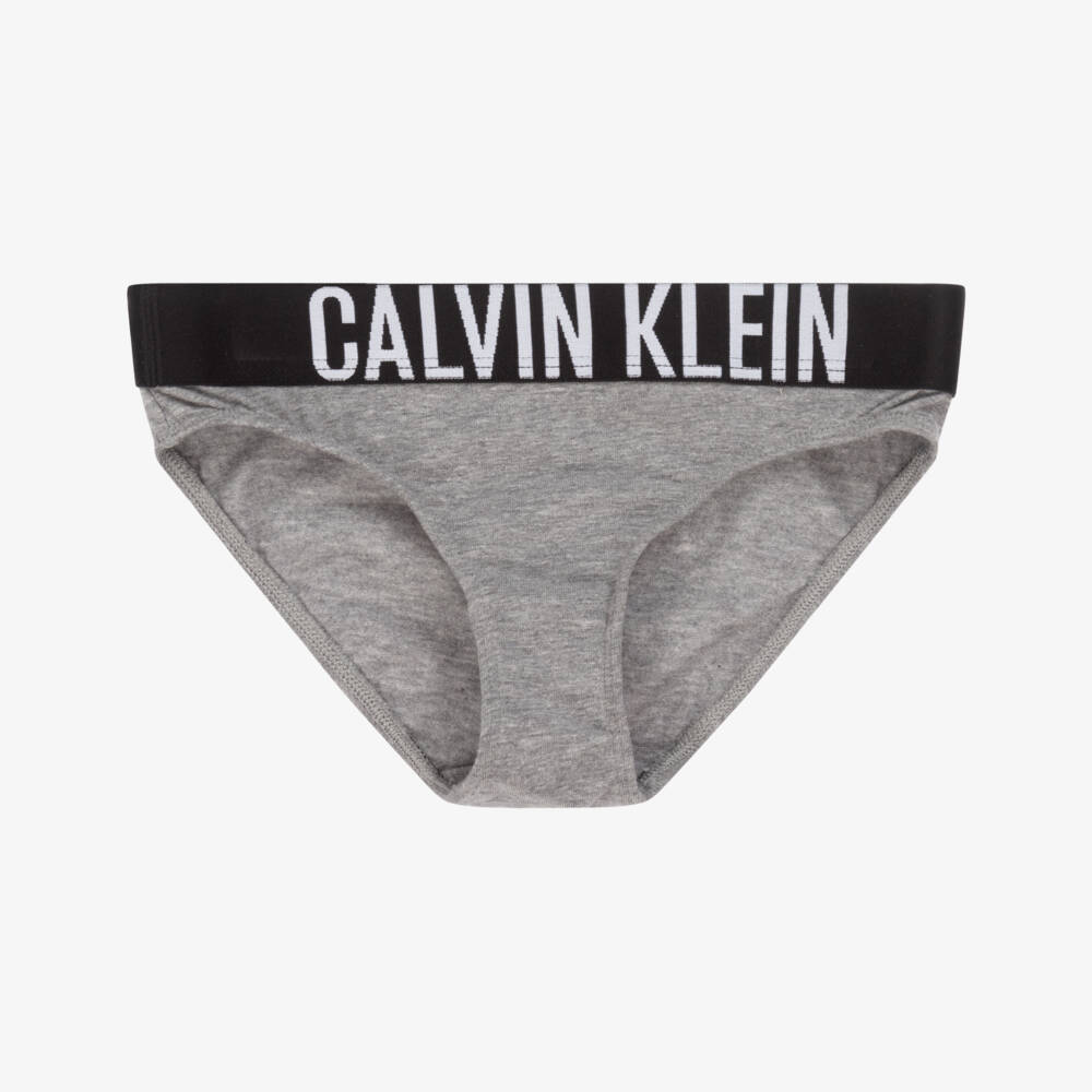 Calvin Klein-Grey White Cotton Duo Knickers Set | Childrensalon Outlet