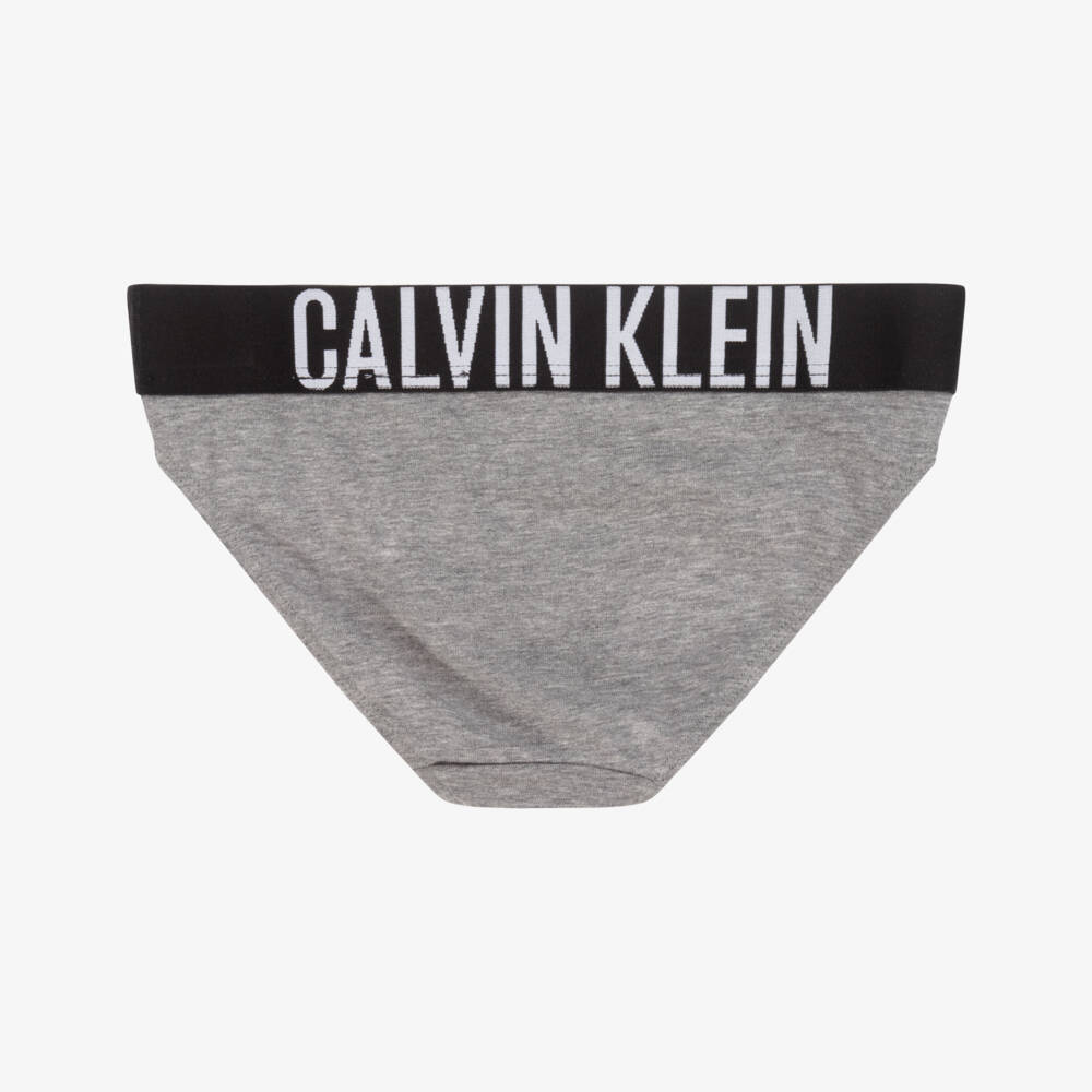 Calvin Klein-Grey White Cotton Duo Knickers Set | Childrensalon Outlet
