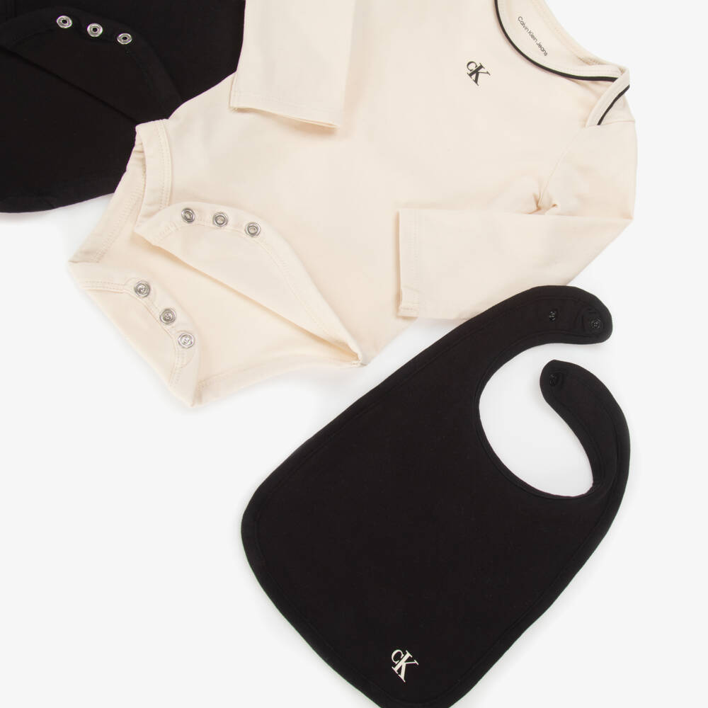 Calvin Klein-Кремовый и черный комплект боди для малышей | Childrensalon Outlet