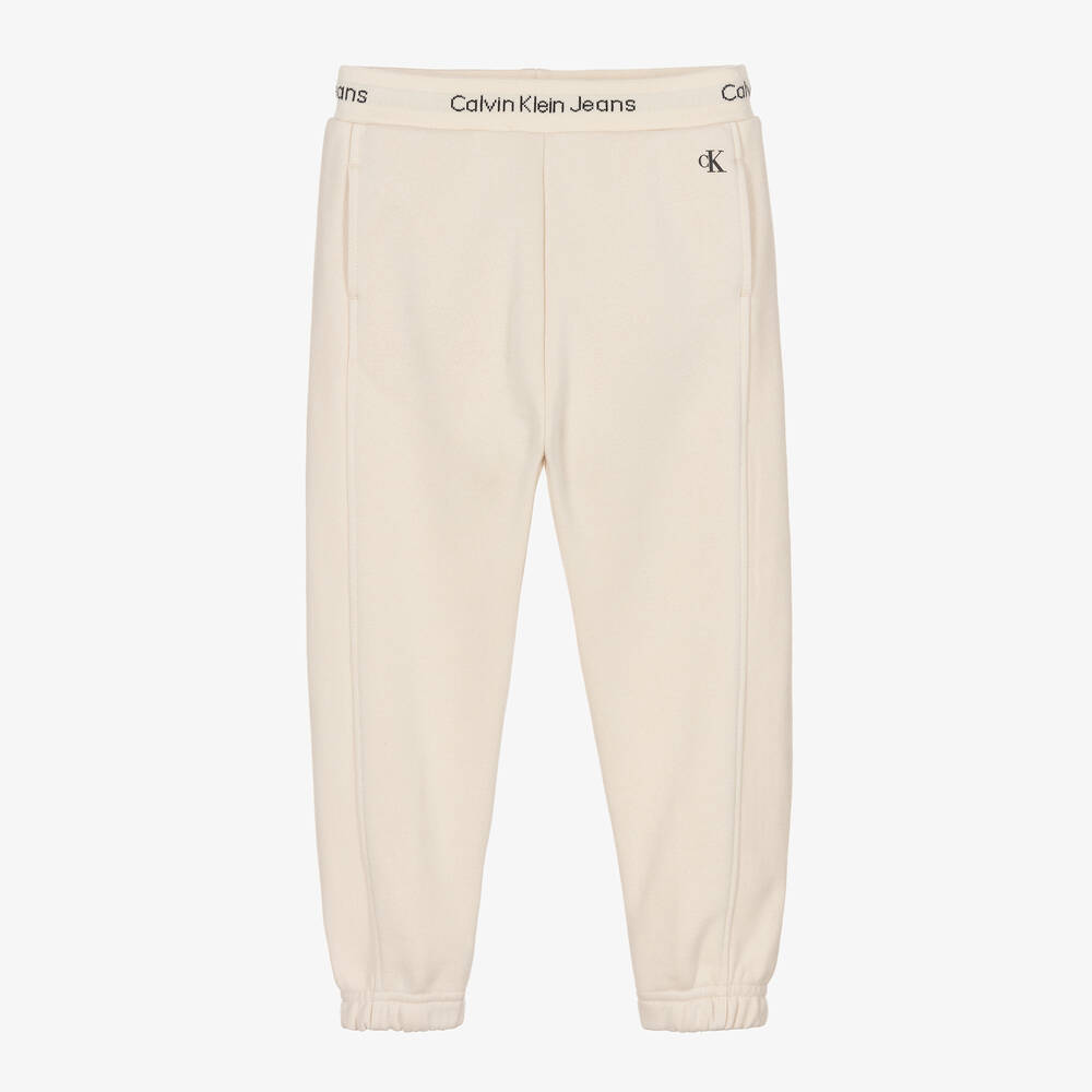 Calvin Klein-Ivory Cotton Joggers | Childrensalon Outlet