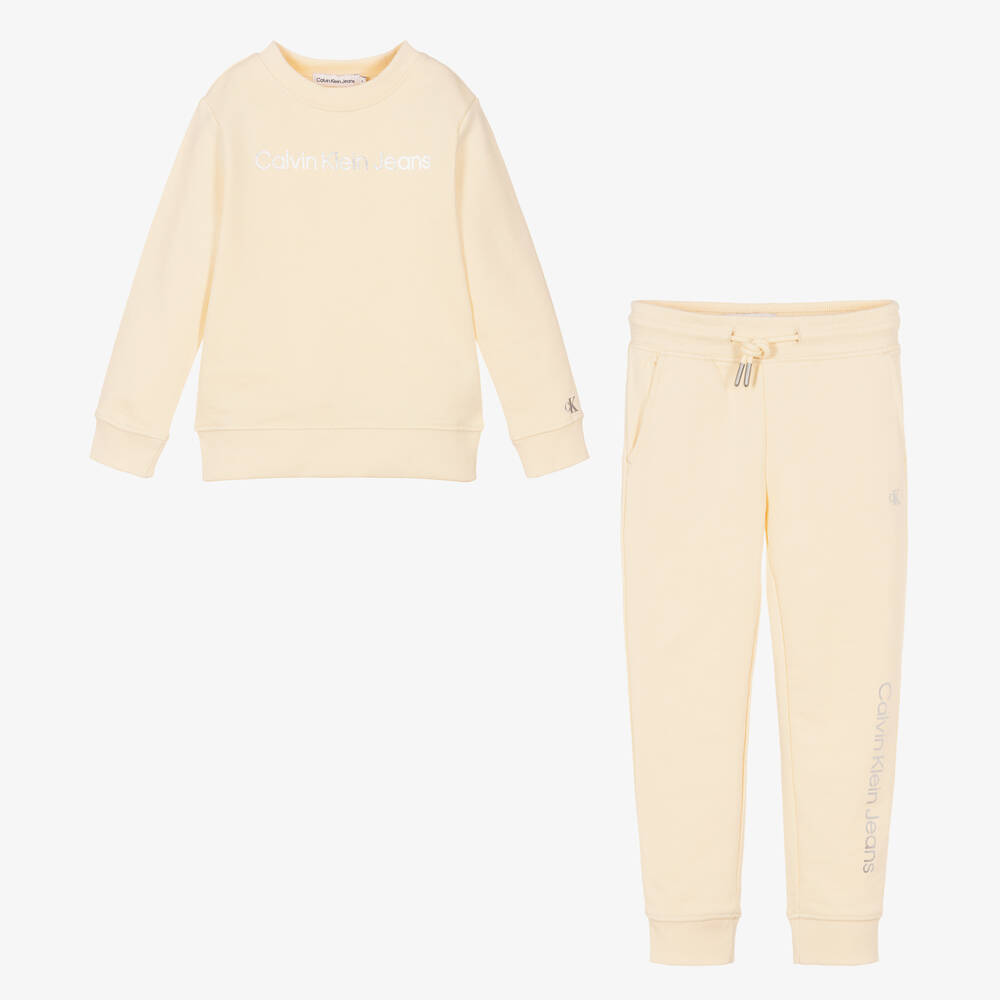 Calvin Klein-Кремовый спортивный костюм из хлопка | Childrensalon Outlet