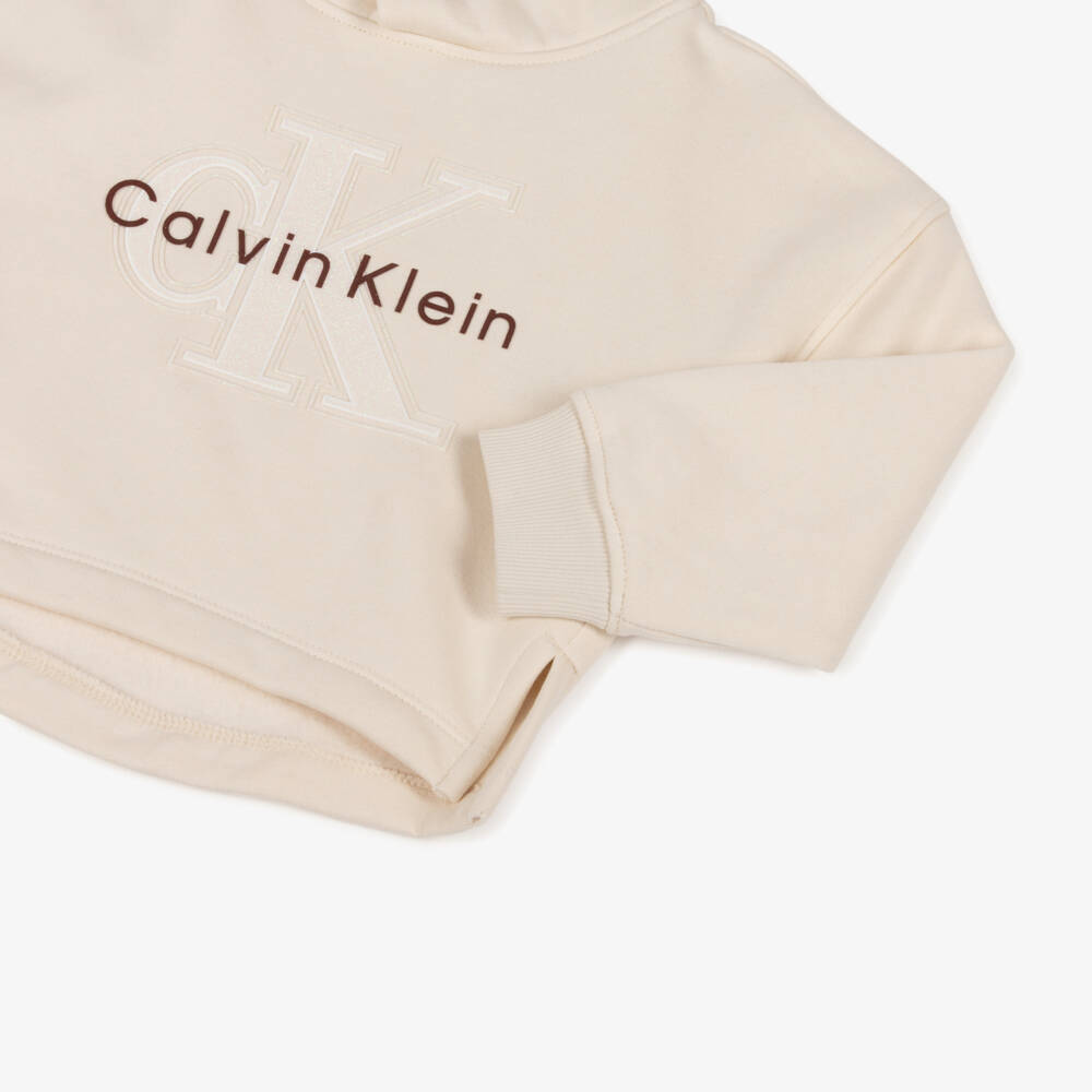 Calvin Klein-Ivory Logo Hoodie | Childrensalon Outlet