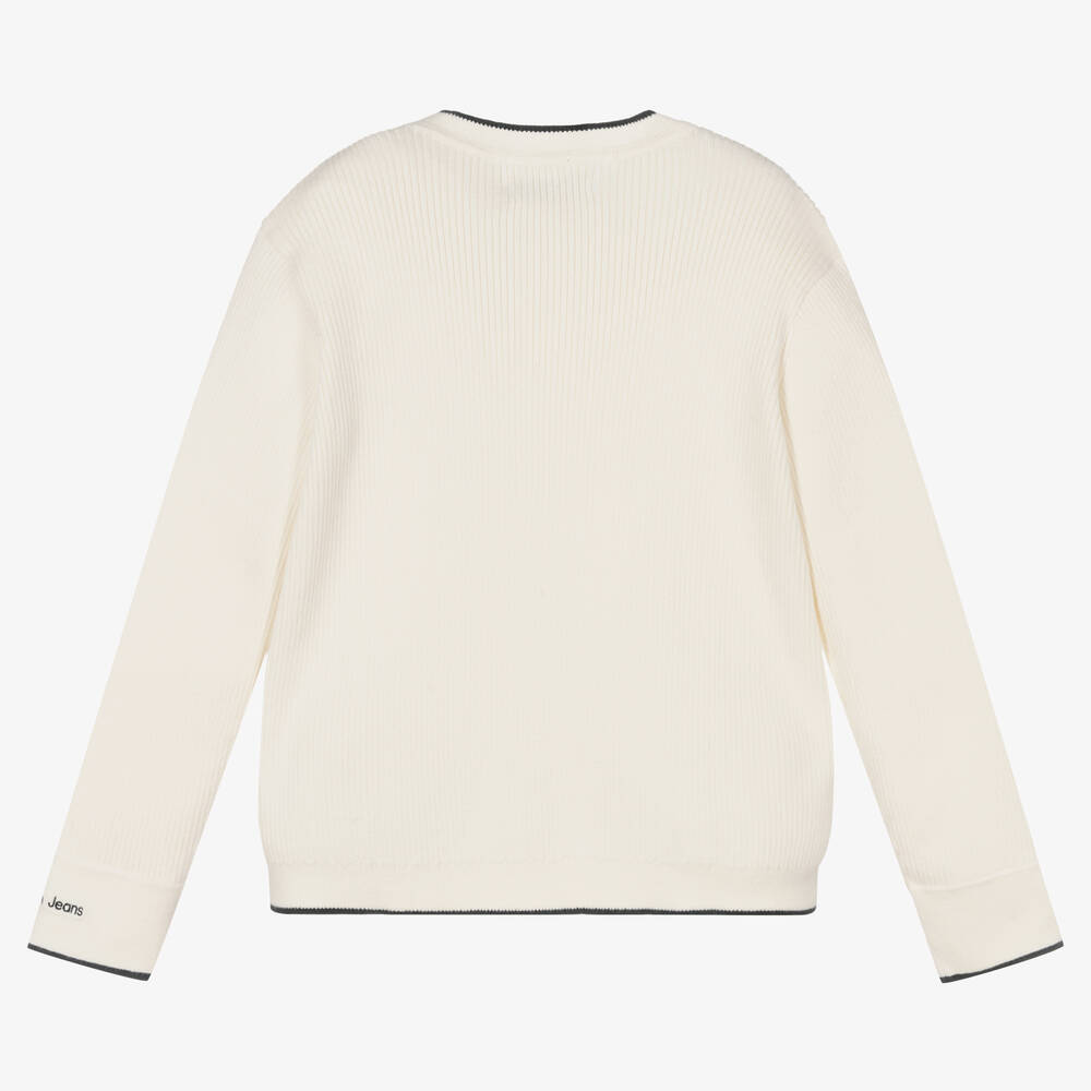 Calvin Klein Джинсы-Кремовый вязаный свитер в рубчик | Childrensalon Outlet