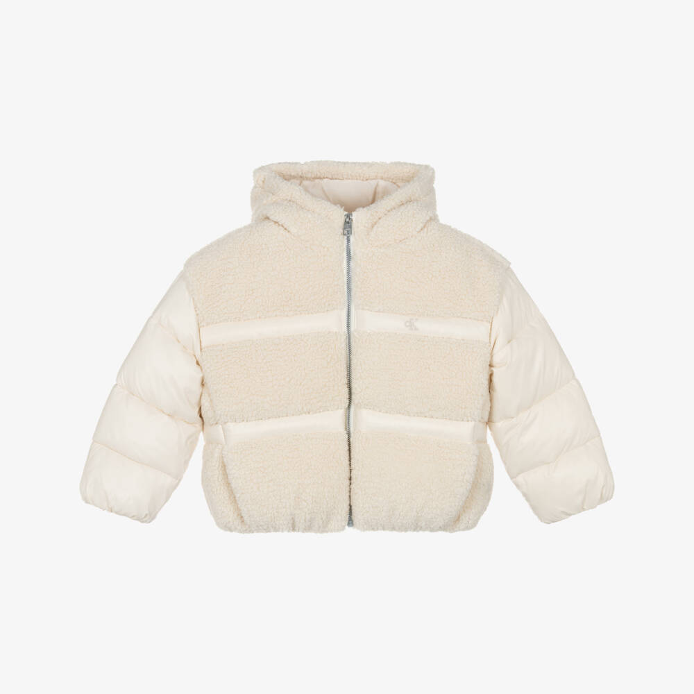Calvin Klein-Ivory Sherpa Jacket | Childrensalon Outlet