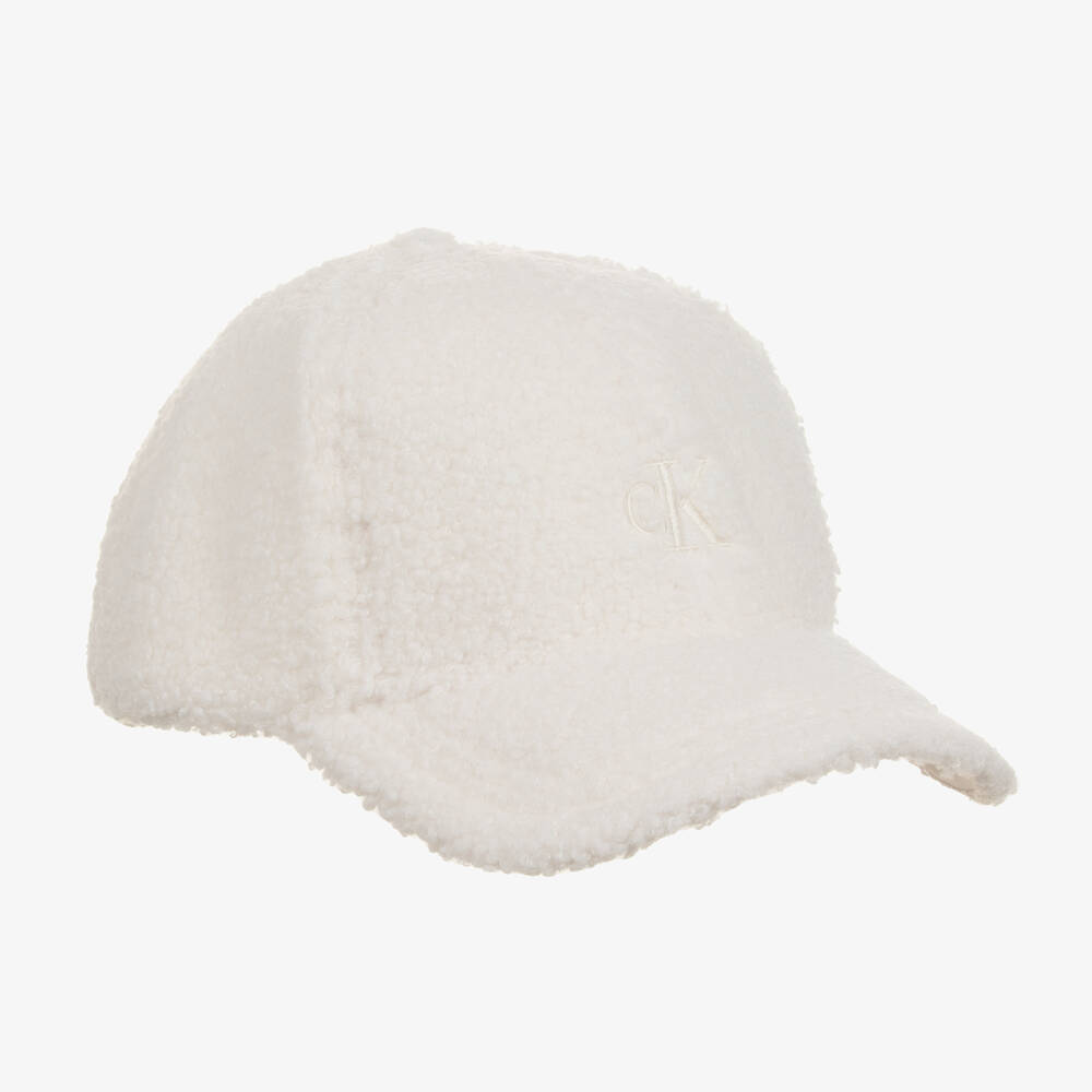 Calvin Klein - Elfenbeinfarbenes Teddyfleece-Cap | Childrensalon