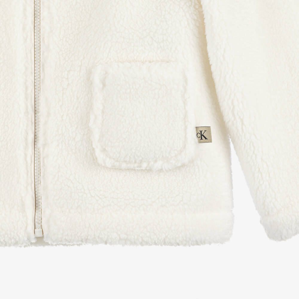 Calvin Klein-Junior Boys Cream Fleece Jacket | Childrensalon Outlet