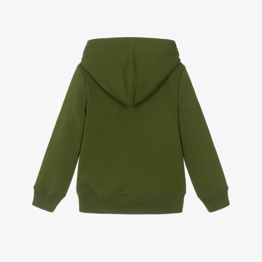 Calvin Klein-Khaki Green Cotton Hoodie with Contrast Logo | Childrensalon Outlet