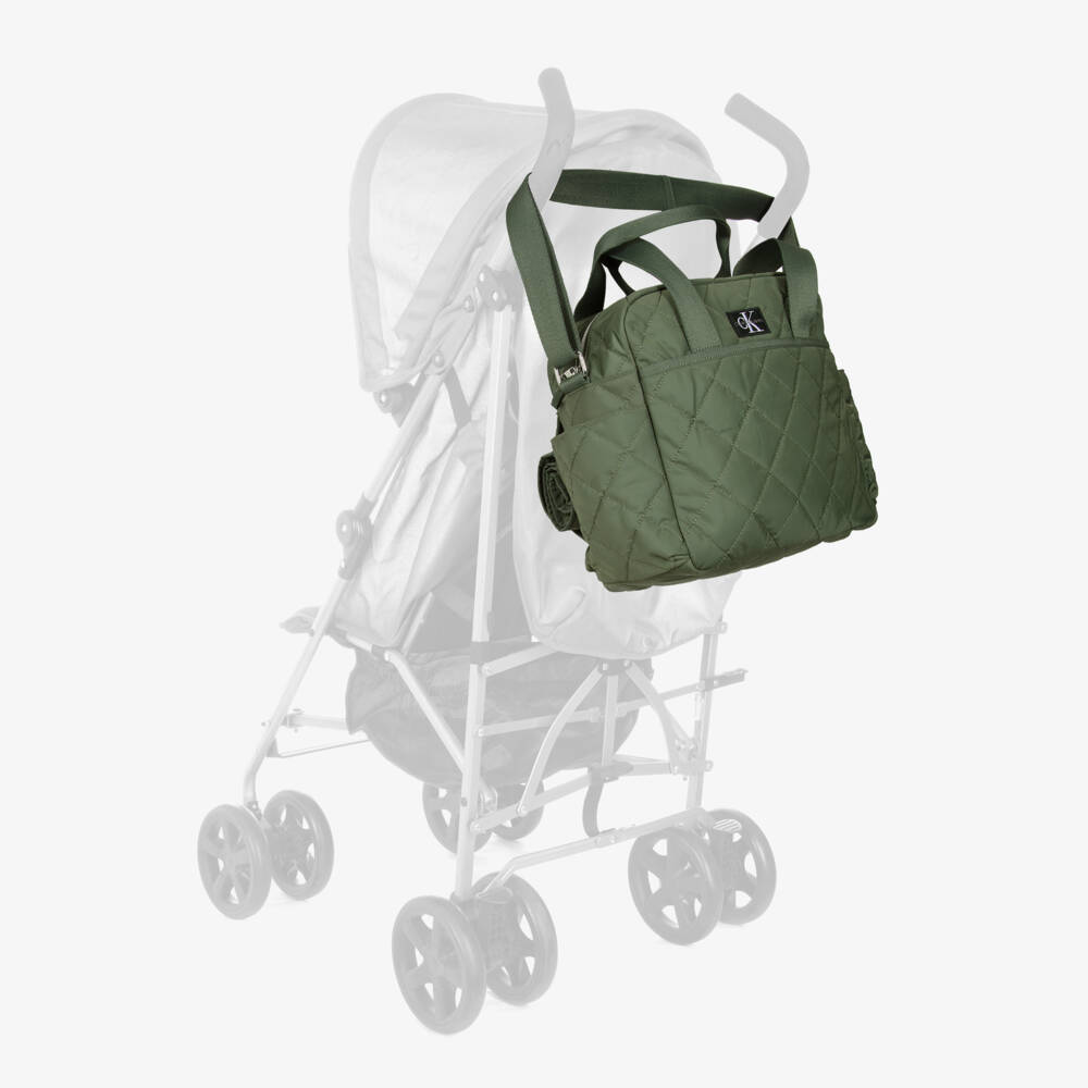 Calvin Klein-Khaki Green Quilted Baby Changing Bag (46cm) | Childrensalon Outlet