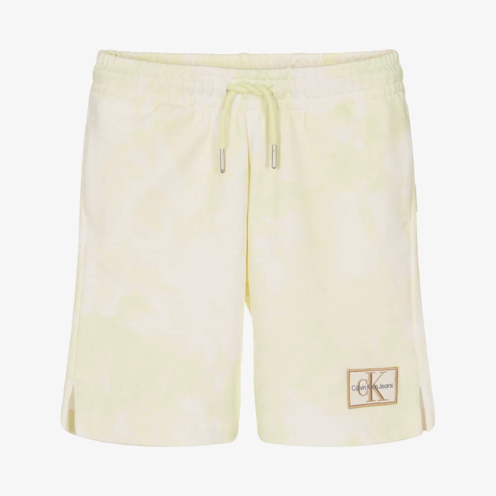 Calvin Klein Jeans - Light Green Bleached Cotton Shorts | Childrensalon
