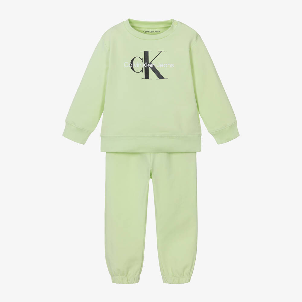 Calvin Klein-Light Green Organic Cotton Tracksuit | Childrensalon Outlet