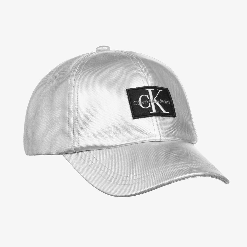 Calvin Klein-Metallic Silver Monogram Logo Cap | Childrensalon Outlet