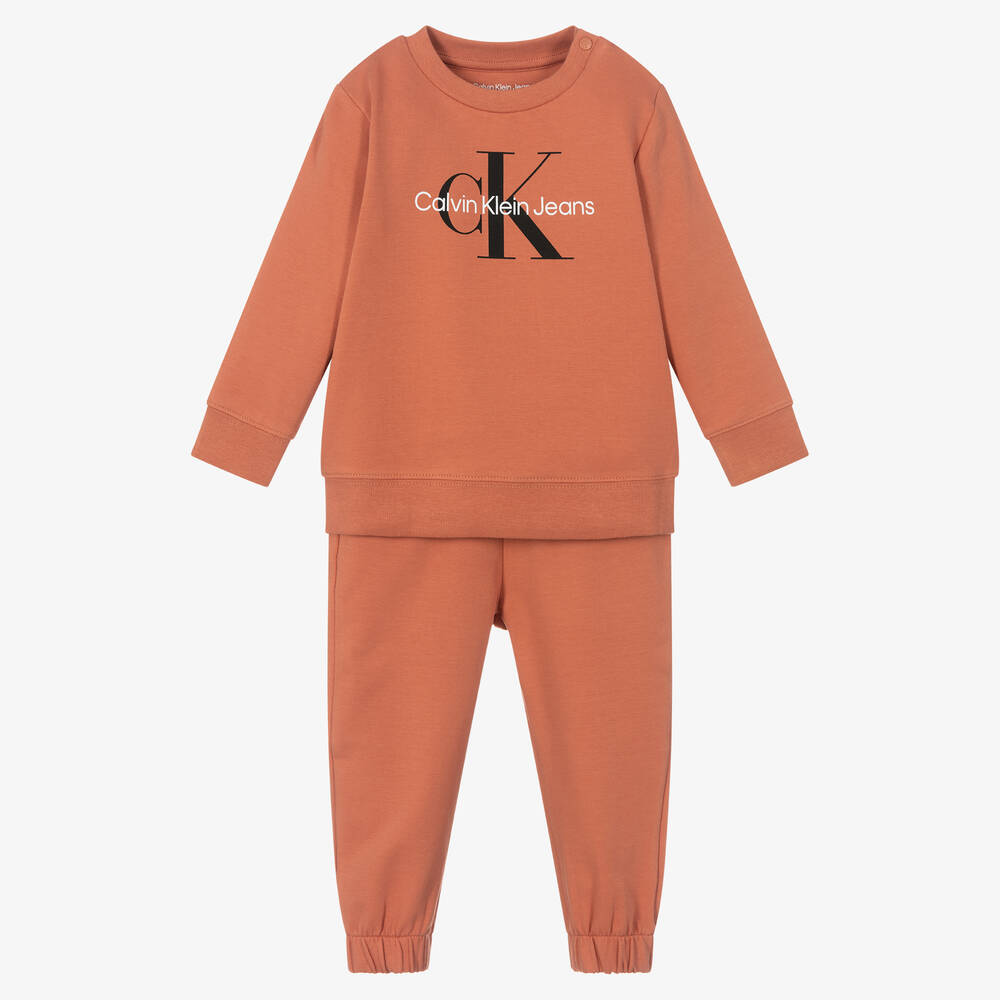 Calvin Klein Jeans - Orange Cotton Logo Tracksuit | Childrensalon