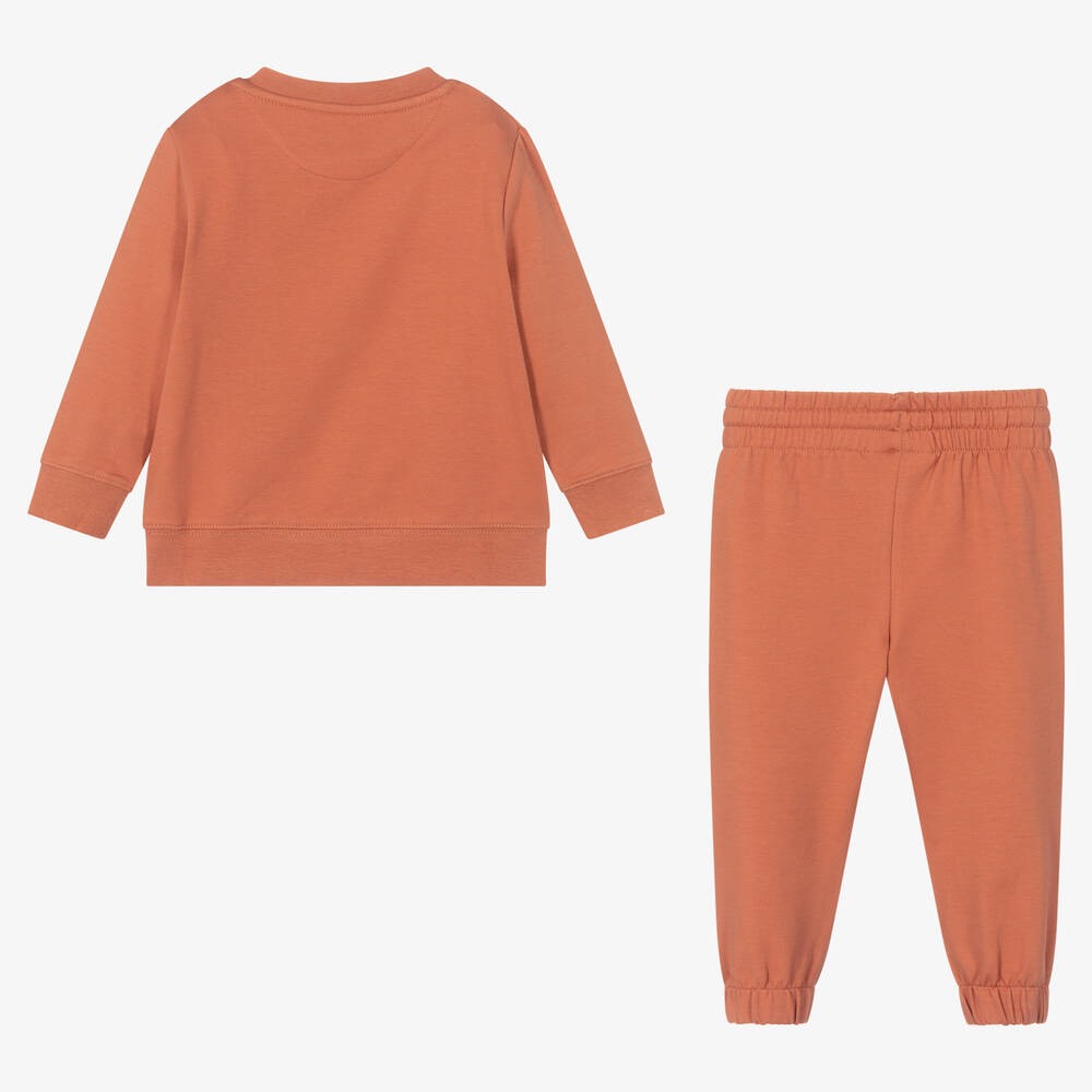 Calvin Klein Jeans-Orange Cotton Logo Tracksuit | Childrensalon Outlet