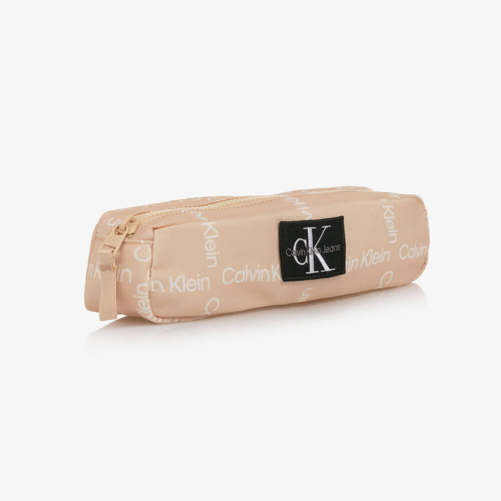Calvin Klein-Pale Pink Canvas CK Logo Pencil Case (23cm) | Childrensalon Outlet