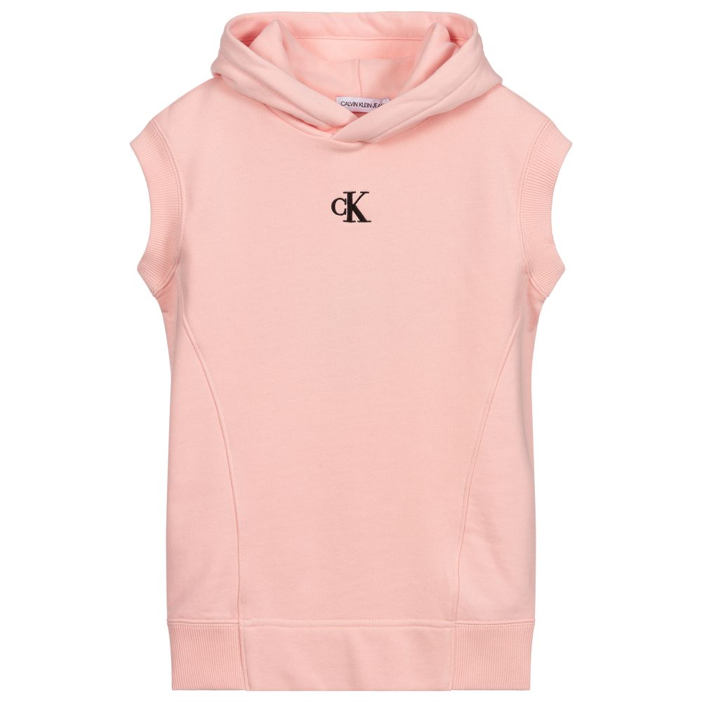 Calvin Klein Jeans - Robe à capuche rose en coton | Childrensalon