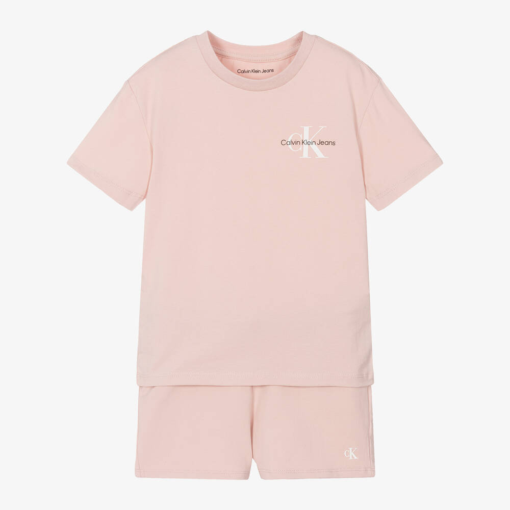 Pink Cotton Jersey Monogram Pyjamas