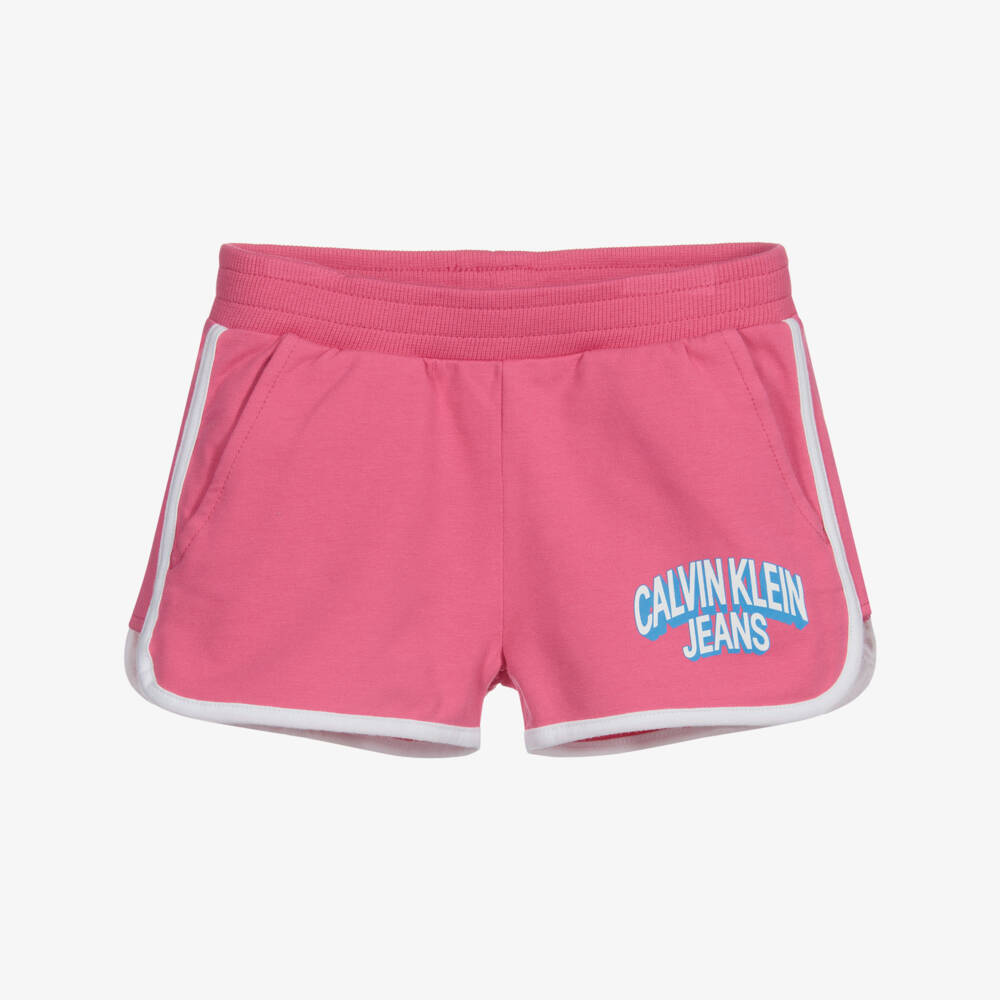 Calvin Klein Jeans-Pink Cotton Jersey Shorts | Childrensalon Outlet